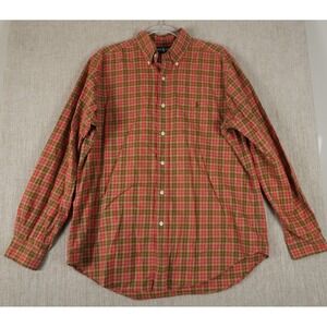 Ralph Lauren Dress Shirt Mens Large Pink Olive Checkered Button Up Slim Fit Sz L